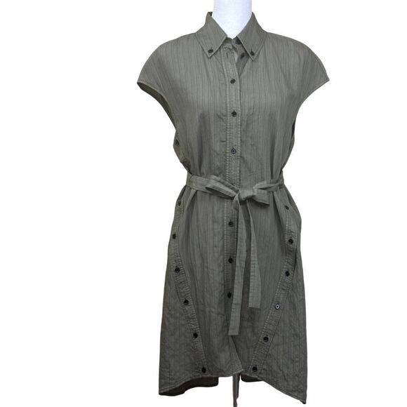 Saintann for Tuckernuck Telma cap sleeve dress, green, quiet money, classic - Picture 4 of 9